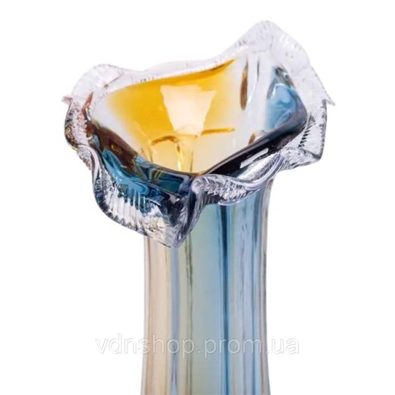 Декоративна скляна ваза для квітів 29 см фігурна ваза 500 мл Жовто-синя HP-9-4 | Зображення 2