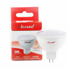Лампа MR16 5W GU5.3 4200К 175-250V LED Лезард