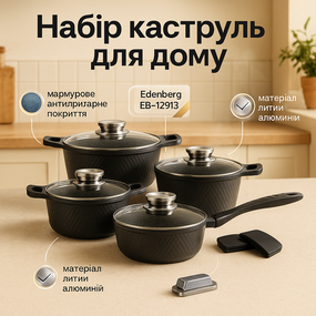 Набір практичних каструль, Фірмові набори каструль, Каструля з нержавіючої сталі, Каструлі з кришками FI-82