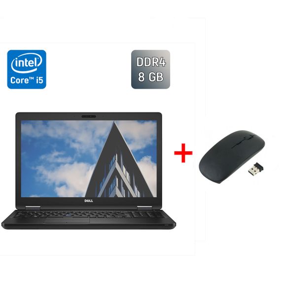 Ноутбук Dell Latitude 5580 / 15.6" (1366x768) TN / Intel Core i5-7200U (2 (4) ядра по 2.5 - 3.1 GHz) / 8 GB DDR4 / 256 GB SSD / Intel HD Graphics 620 / WebCam / Windows 10 б/в + Подарунок  Нова бездротова миша USB