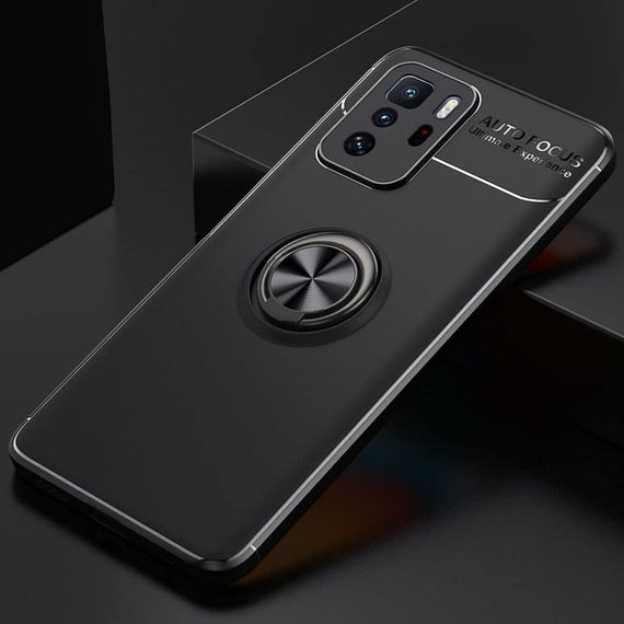 TPU чехол Deen ColorRing под магнитный держатель (opp) для Xiaomi Redmi Note 10 5G / Poco M3 Pro Кольцо-держатель, Черный / Черный | Зображення 1