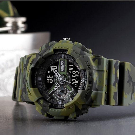 Чоловічий годинник Skmei 1688 Green-Black Military | Зображення 1