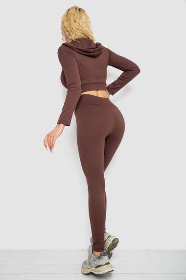 Костюм жіночий в рубчик, колір шоколадний, 221R3320 | Зображення 3