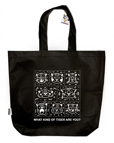 Экосумка шоппер 4Profi "Веселі тигреня" Діагональ (хлопок) чорна