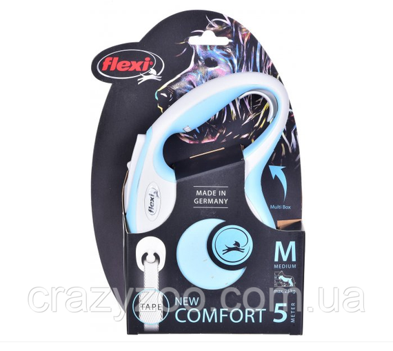 Поводок-рулетка для собак Flexi New Comfort М до 25 кг голубой трос 5 м 43615 | Зображення 2
