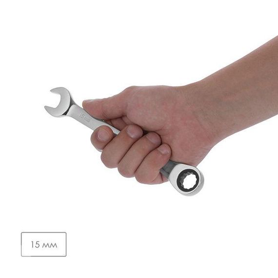 Ключ комбінований з тріскачкою 15 мм Cr-V; PROF DIN3113 INTERTOOL XT-13551 | Зображення 2