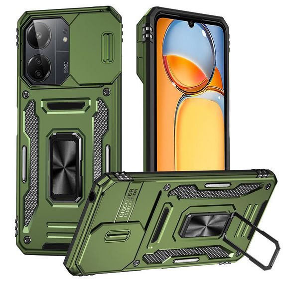 Ударопрочный чехол Camshield Army Ring для Xiaomi Redmi 13C / Poco C65 Оливковый / Army Green