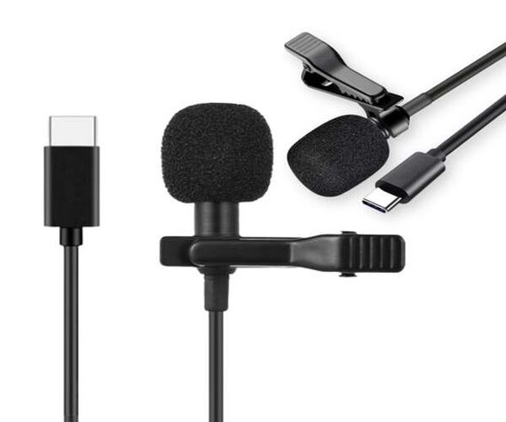 Петличный универсальный стерео микрофон MKF XO MKF02 Type-C черный (MKF02_247)