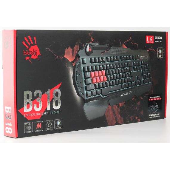Клавіатура A4Tech Bloody B318 Black USB Black (Bloody B318 Black LK Black) | Зображення 3