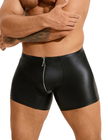 Трусы на молнии, мужские Star Night с имитацией кожи, чёрные, M sexstyle | Зображення 1