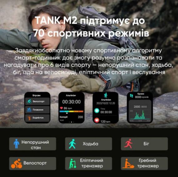Спортивний Розумний Годинник Kospet Tank M2 Orange + Спортивні Режими, Водозахист, Дзвінки 1077-0249 | Зображення 8