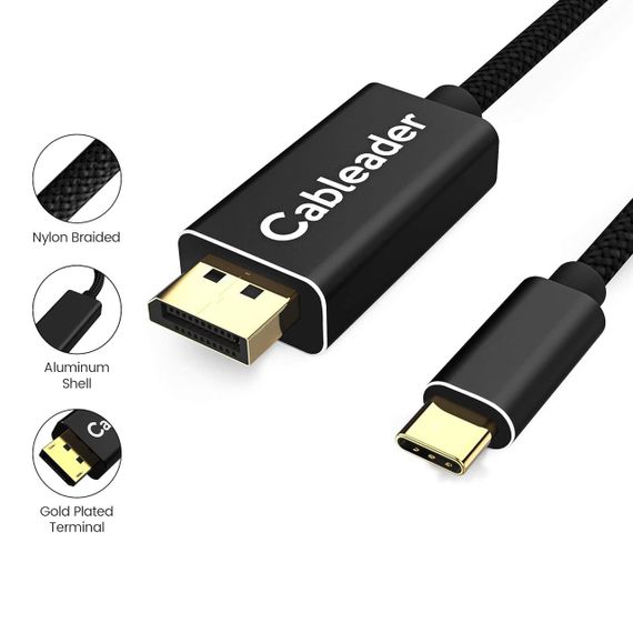 Кабель USB C до DisplayPort 4K@60Hz, 2K@144Hz, сумісний з Thunderbolt 3 для MacBook Pro/Air, iPad Pro, XPS | Зображення 3