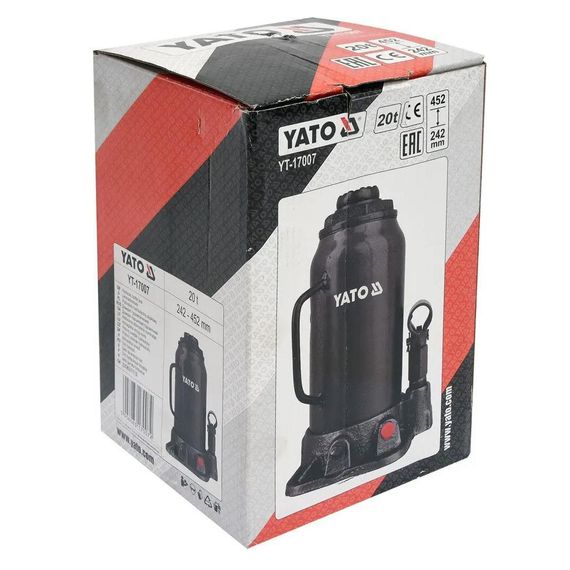 Домкрат гідравлічний 20 тонн YATO пляшковий 242-452 мм YT-17007 | Зображення 3