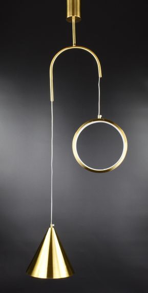 Люстра світлодіодна підвісна LED світильник для квартири на стелю лед 26846 Латунь 65-200х40х18 см. | Зображення 3