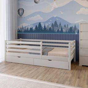 Дитяче ліжко Mebigrand Ніка Айворі (S0505Y30R) 90х190 см з бортиками та шухлядами (MBG-2563)