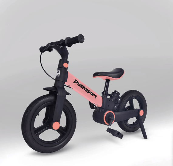 Детский велосипед-биговел 2в1 PUSH SPORT M10 | Ручной тормоз, страховочные колеса и регулируемое сиденье Розовый | Зображення 8