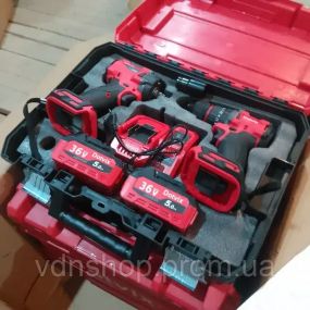 Набор аккумуляторных инструментов 2 в 1, 36V дрель-шуруповерт и ударный гайковерт YU227