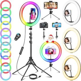 Лампа RGB кольцевая профессиональная 30 см диаметр со штативом