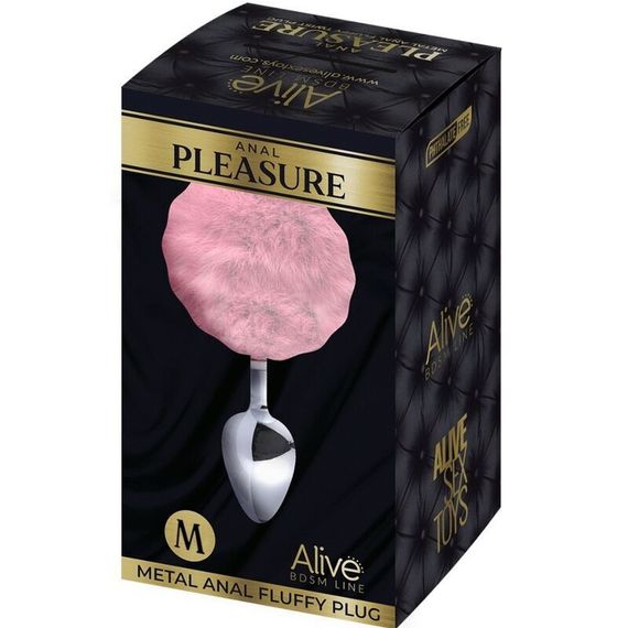 Анальна пробка металева Alive Anal Pleasure з рожевим хвостиком, M Sex Aura | Зображення 1