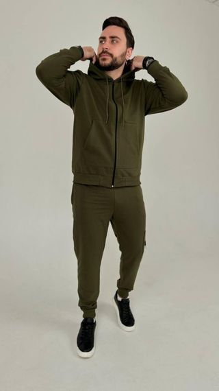 Спортивний костюм Stone Island з худі на молнії хакі | Зображення 5