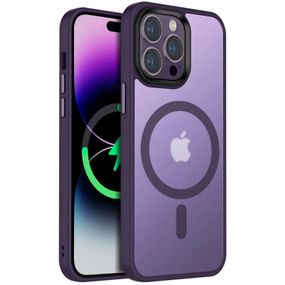 TPU+PC чохол Metal Buttons with MagSafe Colorful для Apple iPhone 14 Pro (6.1") TPU+PC, Темно-фіолетовий