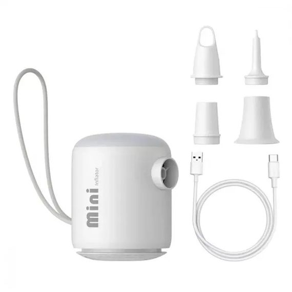 Портативний насос Baseus PocketGo Portable Air Pump 1600 mAh with LED lamp (C11157700221-00) Stellar White | Зображення 1