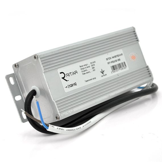 Импульсный БП герметичный Ritar RTPSW12-96 12В 8А 96Вт IP67 (182x82x48) 0.74