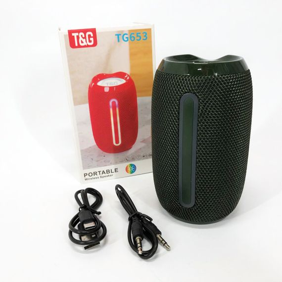 Портативна Bluetooth-колонка TG653 USB з ремінцем бездротова колонка портативна потужна. Колір: зелений | Зображення 7