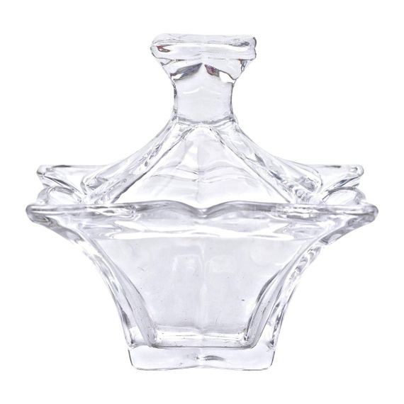 Сахарница с крышкой 8.5×8.5×8.5 см ваза сахарница квадратная стеклянная HP-4-116 | Зображення 1