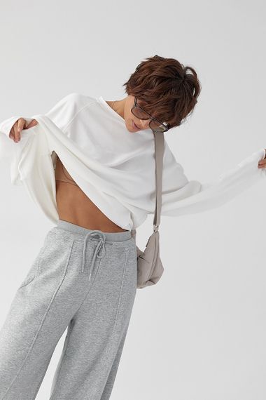 Лонгслів вільного крою з рукавами-реглан - молочний цвет, ONE SIZE (є розміри) | Зображення 4