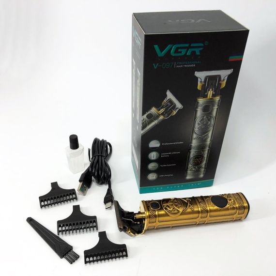 Машинка для стрижки волосся і бороди VGR V-097, Машинка для підстригання Окантувальна машинка. Колір: золотий | Зображення 8