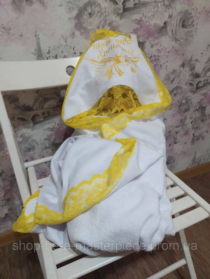 Крижма хрестильна неіменна з вишивкою білий махровий рушник для хрещення (01937)
