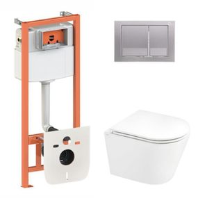 Готове рішення Qtap для ванної кімнати: підвісний унітаз Scorpio Ultra Quiet 520x365x365 + комплект інсталяції Nest 4 в 1