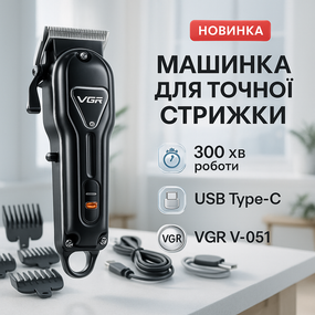 Машинка-тример 3 в 1 для стрижки волосся VGR V-051, Машинка для стрижки волосся професійна SE-72