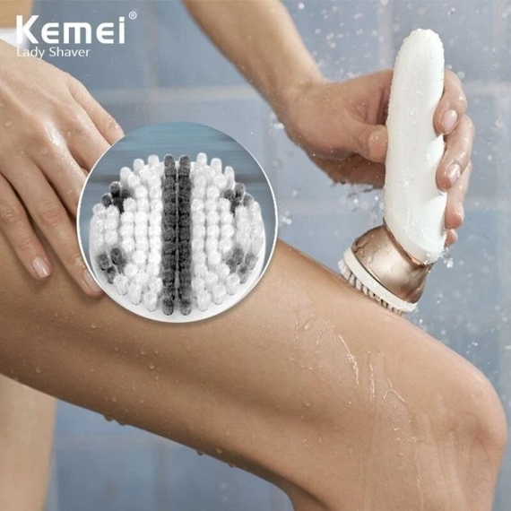Женский эпилятор KM-7115 6-в-1 Multifunctional Ladies Care Kits / Универсальный беспроводной эпилятор + 6 насадок AND KM-7115 | Зображення 5