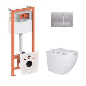 Готовое решение Qtap для ванной комнаты: подвесной унитаз Robin Ultra Quiet 520x365x365 + комплект инсталляции Nest 4 в 1
