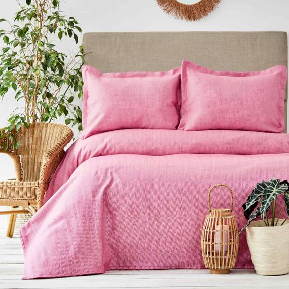 Покривало Karaca Home 10533 Туреччина Євро  Бавовна + поліестер Фуксія