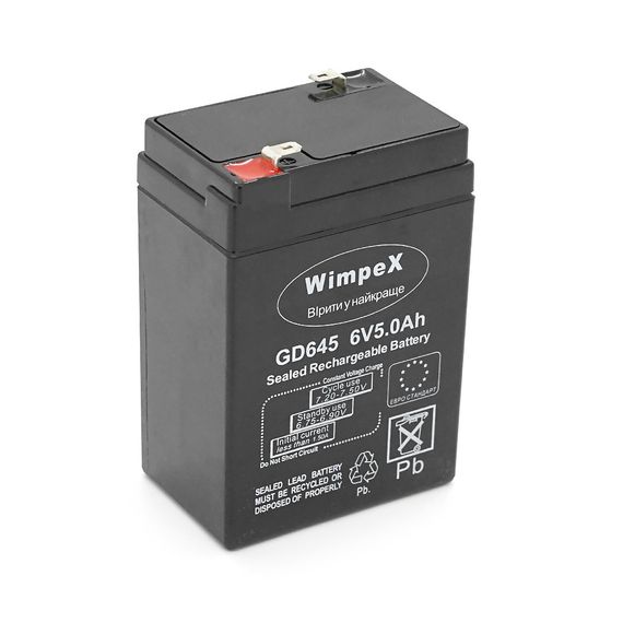 Акумулятор Wimpex WX-645 6V 5A h (70x47x100 (105)), 0.60 kg, Black