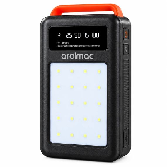 Power Bank Aroimac 69-88 100000 mAh черный • Внешний аккумулятор Aroimac 69-88 100000 mAh с LED-фонарем и цифровым индикатором