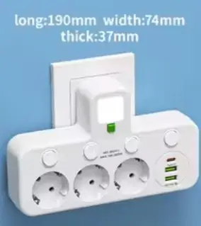 Мережевий фільтр трійник з підсвічуванням 3 розетки (2 USB+Type-C) Білий | Зображення 3