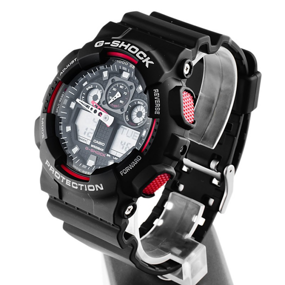 Годинники чоловічі удароміцні оригінальні наручні Японія Casio G-Shock GA-100-1A4ER з полімерним ремінцем | Зображення 1