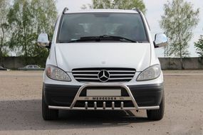 Кенгурятник WT004-Plus с усами (нерж.) для Mercedes Viano 2004-2015 гг
