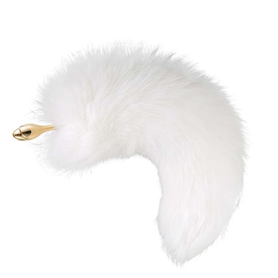 Металева анальна пробка з хутряним хвостом LOCKINK SEVANDA White Fox-Tail Anal Rose-shape Plug | Зображення 1