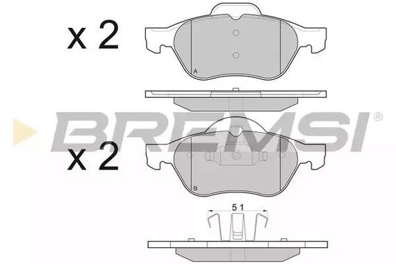 Колодки передні гальмівні Renault Laguna 01-(ATE) (156,3x68,8x18), Bremsi (BP2981) | Зображення 2
