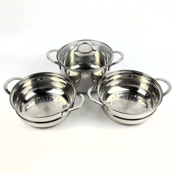 Кастрюля-пароварка LB-1857CB из нерж. стали со стеклянной крышкой, индукция, ZQ-762 3,7л., 4пр | Зображення 9