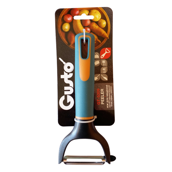 Ніж для чищення овочів горизонтальний GT-5309 блакитно/помаранчевий Gusto | Зображення 1
