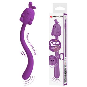 Міні-вібратор на паличці PRETTY LOVE Cute Bunny гнучкий, фіолетовий, 14.2 х 1.8 см Sex Aura