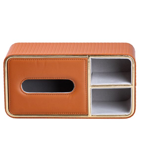 Серветниця на стіл з еко-шкіри з двома відділеннями 27 х 13.5 х 10 см Коричневий HPDY9291BR | Зображення 4