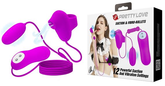 Вакуумний стимулятор з віброяйцем PRETTY LOVE - SUCTION & VIBRO-BULLETS, BI-014925 Sex Aura
