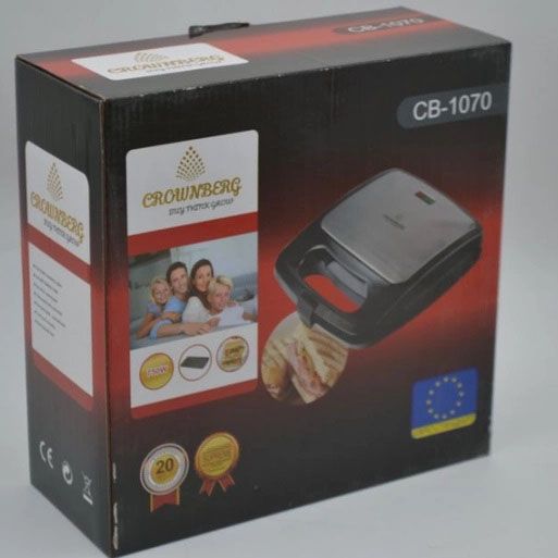 Сендвичница Crownberg CB-1070 С Решеткой Гриль, бутербродница, тостерница, бутербродница бытовая | Зображення 5